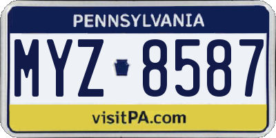 PA license plate MYZ8587