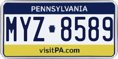 PA license plate MYZ8589