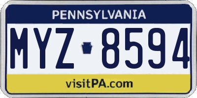 PA license plate MYZ8594
