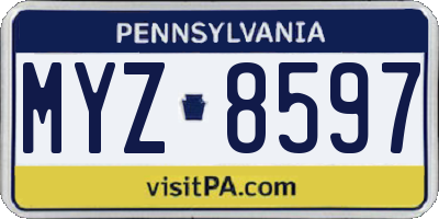 PA license plate MYZ8597