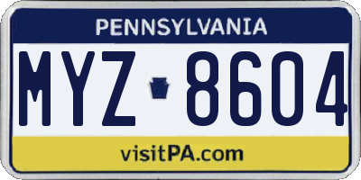 PA license plate MYZ8604