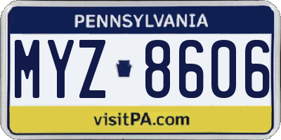 PA license plate MYZ8606