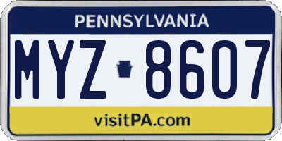 PA license plate MYZ8607