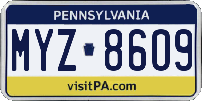PA license plate MYZ8609