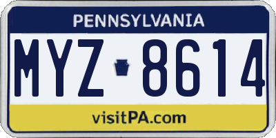 PA license plate MYZ8614