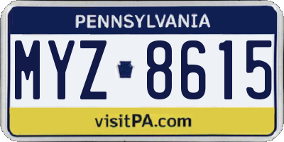 PA license plate MYZ8615