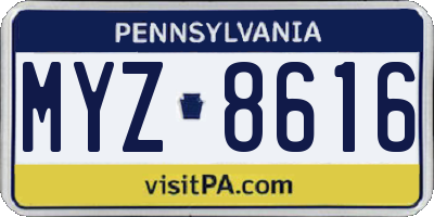 PA license plate MYZ8616