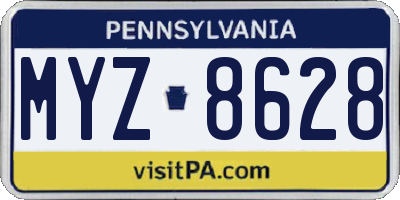 PA license plate MYZ8628