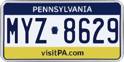 PA license plate MYZ8629