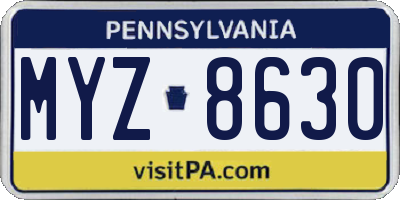 PA license plate MYZ8630
