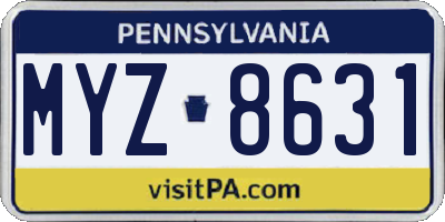 PA license plate MYZ8631