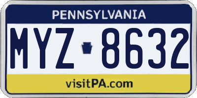 PA license plate MYZ8632