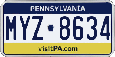 PA license plate MYZ8634