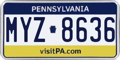 PA license plate MYZ8636