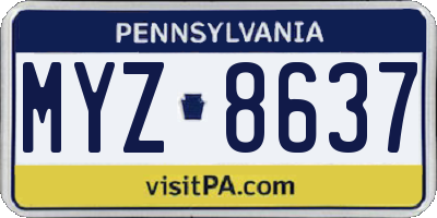 PA license plate MYZ8637