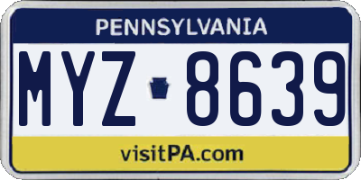 PA license plate MYZ8639