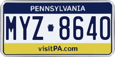 PA license plate MYZ8640