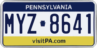 PA license plate MYZ8641