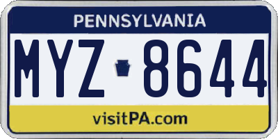PA license plate MYZ8644