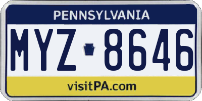 PA license plate MYZ8646