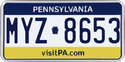 PA license plate MYZ8653
