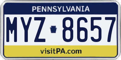 PA license plate MYZ8657