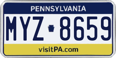 PA license plate MYZ8659