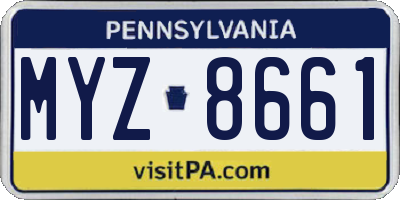 PA license plate MYZ8661