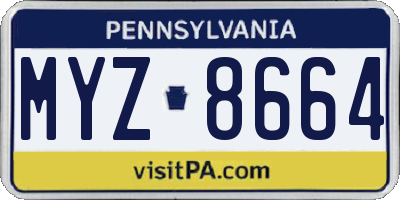 PA license plate MYZ8664