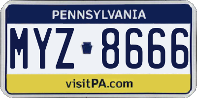 PA license plate MYZ8666