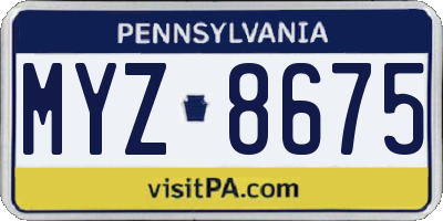 PA license plate MYZ8675