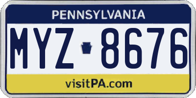 PA license plate MYZ8676