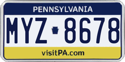 PA license plate MYZ8678