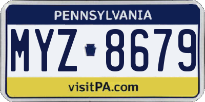 PA license plate MYZ8679