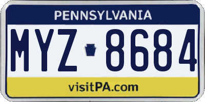 PA license plate MYZ8684
