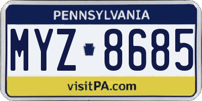 PA license plate MYZ8685