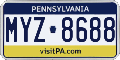 PA license plate MYZ8688