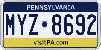 PA license plate MYZ8692