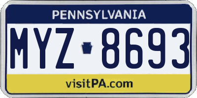 PA license plate MYZ8693