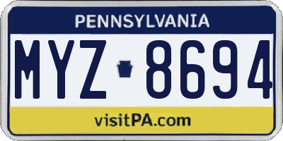 PA license plate MYZ8694