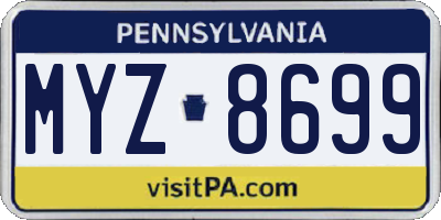 PA license plate MYZ8699