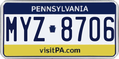 PA license plate MYZ8706