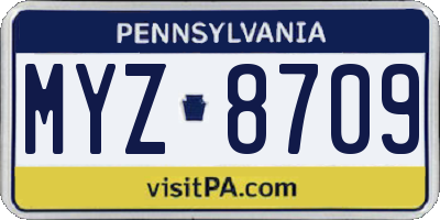 PA license plate MYZ8709