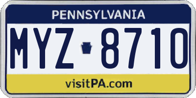 PA license plate MYZ8710