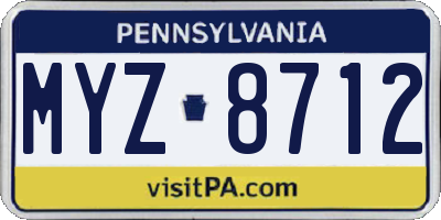 PA license plate MYZ8712