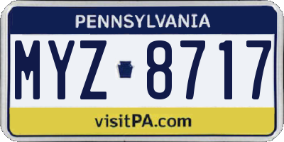 PA license plate MYZ8717
