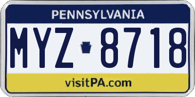 PA license plate MYZ8718