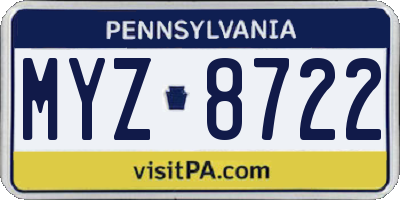 PA license plate MYZ8722