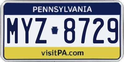 PA license plate MYZ8729