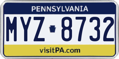 PA license plate MYZ8732